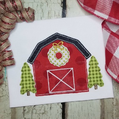 Christmas barn machine applique design